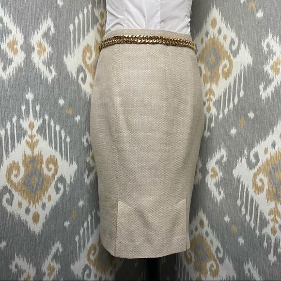 Ralph Lauren Sand Silk Nailhead Weave Pencil Skirt - Picture 5 of 16